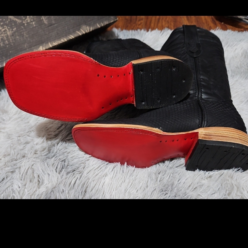 *NEW* Matte Black Python- Red Bottom Boots NWT - image 3
